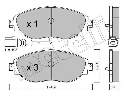 Комплект гальмівних колодок (дискових) BREMBO арт. 2209520