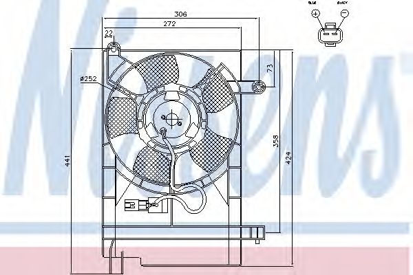 Вентилятор радіатора CHEVROLET AVEO 1.5 (вир-во Nissens)