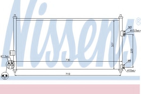 NISSENS NISSAN Радіатор кондиціонера (конденсатор) без осушувача ALMERA TINO 01- (690x327x16) NRF арт. 94889