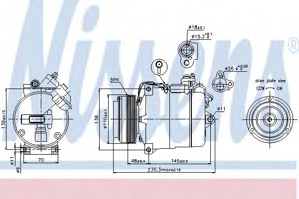 NISSENS BMW Компресор кондиціонера 3 (E46), 5 (E39) DENSO арт. 89034