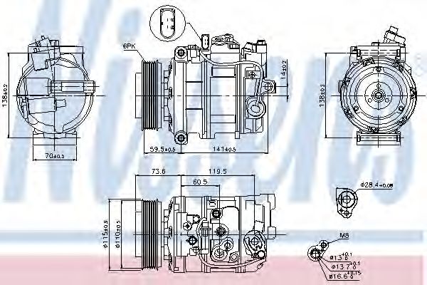 Компресор AI A 4/S 4(00-)1.6 i 16V(+)[OE 8E0.260.805 F] NRF арт. 89092