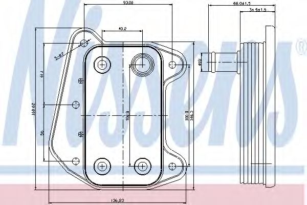 Радіатор масляний MERCEDES SPRINTER W901-905 (95-) (вир-во Nissens) TRUCKTECAUTOMOTIVE арт. 90622