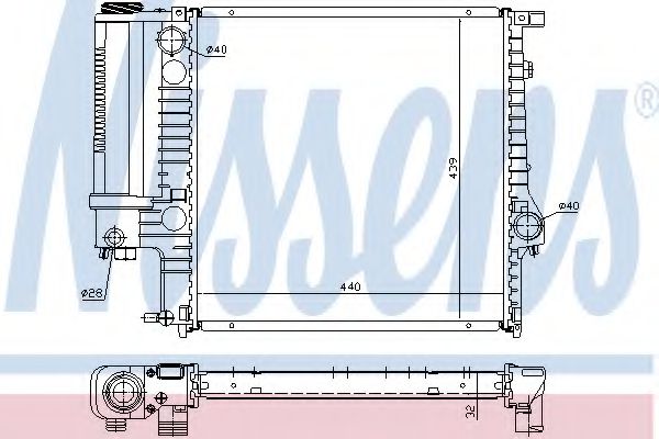 Радіатор охолодження BMW 3 (E36) COMPACT (94-) 318-323i (вир-во Nissens) LORO арт. 60623A