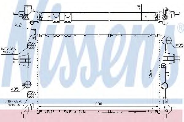 Радіатор охолодження OPEL ASTRA G (98-) 2.0 TD (вир-во Nissens) NRF арт. 63003A