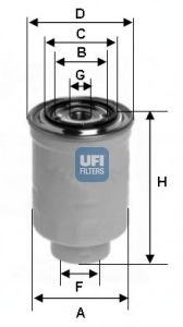 Фільтр паливний HYUNDAI H100 2.5D 93-00, H1 STAREX 2.5 TCI 98- (вир-во UFI) SOFIMA арт. 2436600