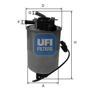 Фільтр паливний NISSAN NAVARA, PATHFINDER 3.0 DCI 10- (OE) (вир-во UFI)  арт. 2401801