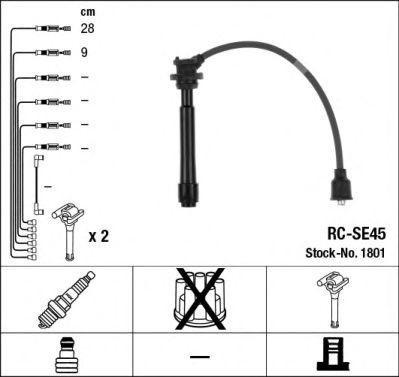 1801  (RC-SE45)  NGK - Комплект проводів запалювання