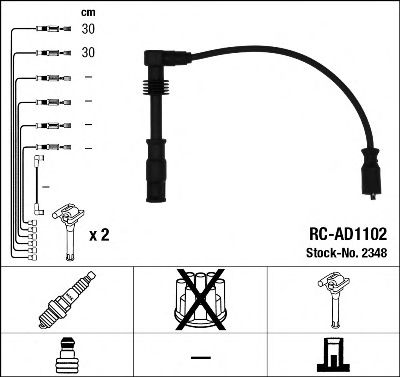 2348 Комплект ізольованих проводів для свічок запалення RC-AD1102