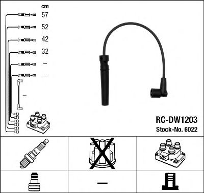 6022  (RC-DW1203)  NGK - Комплект проводів запалювання