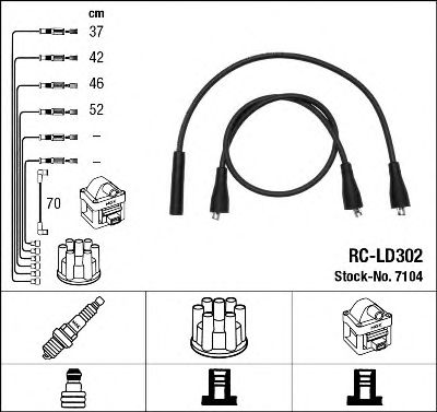 7104  (RC-LD302)  NGK - Комплект проводів запалювання