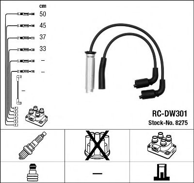 8275 Комплект ізольованих проводів для свічок запалення RC-DW301