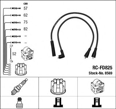8569 Комплект ізольованих проводів для свічок запалення RC-FD825