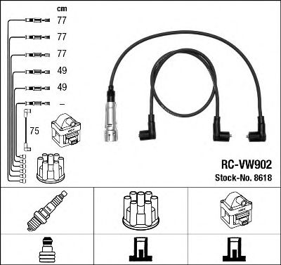 8618 Комплект ізольованих проводів для свічок запалення RC-VW902