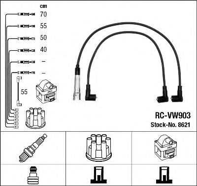 8621 Комплект ізольованих проводів для свічок запалення RC-VW903