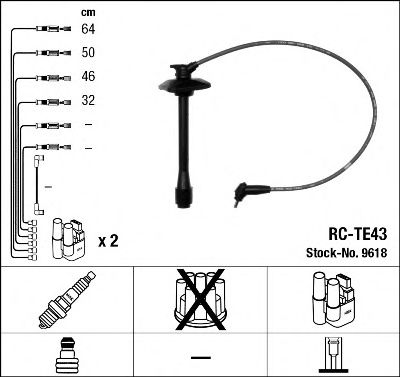 9618 Комплект ізольованих проводів для свічок запалення RC-TE43