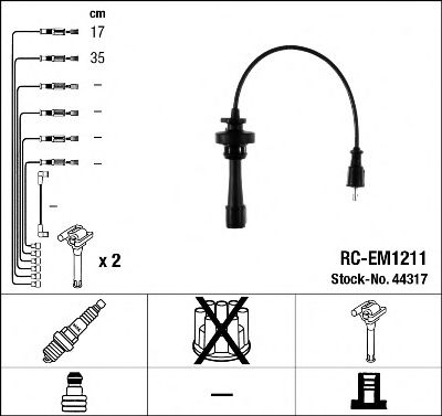 44317  (RC-EM1211)  NGK - Комплект проводів запалювання