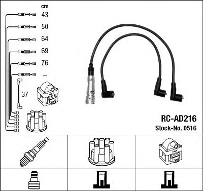 0516 Комплект ізольованих проводів для свічок запалення RC-AD216