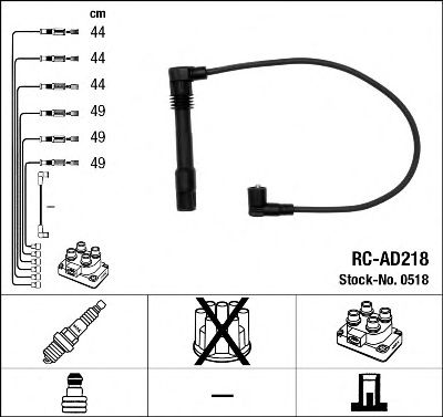 0518 Комплект ізольованих проводів для свічок запалення RC-AD218