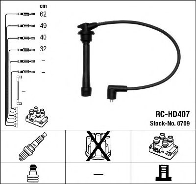 0709  (RC-HD407)  NGK - Комплект проводів запалювання