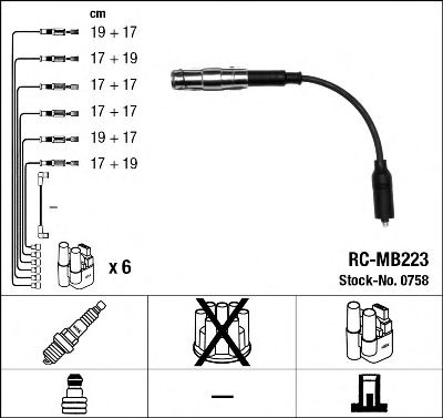 0758 Комплект ізольованих проводів для свічок запалення RC-MB223