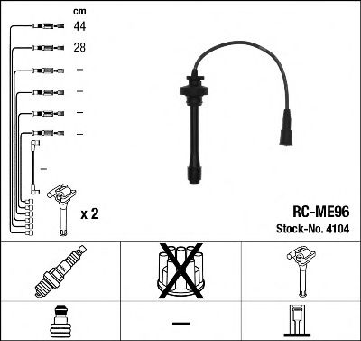 4104 Комплект ізольованих проводів для свічок запалення RC-ME96