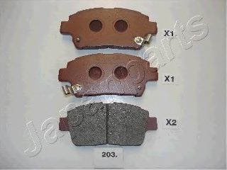 JAPANPARTS TOYOTA  гальмівні колодки передн. Corolla 02-,Yaris ABE арт. PA203AF