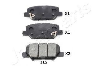 JAPANPARTS MITSUBISHI колодки гальм.задні Outlander 12-, ASX, CITROEN C4 Aircross, MAZDA 6 ASAM арт. PP315AF