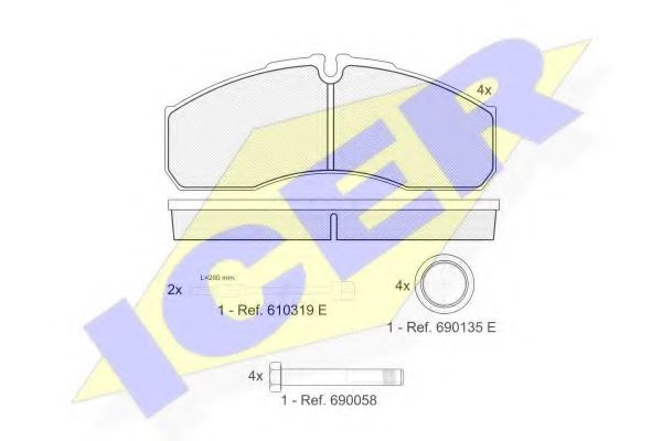 Комплект гальмівних колодок (дискових) BREMBO арт. 141499