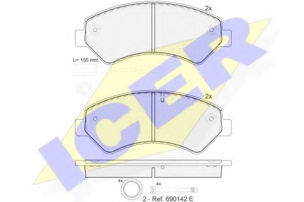 Комплект гальмівних колодок (дискових) BREMBO арт. 141836203