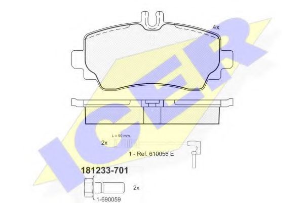 Комплект гальмівних колодок (дискових) BREMBO арт. 181233701