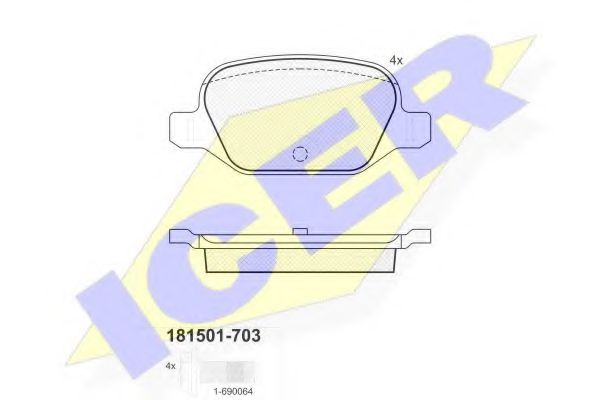 Комплект гальмівних колодок (дискових) BREMBO арт. 181501703