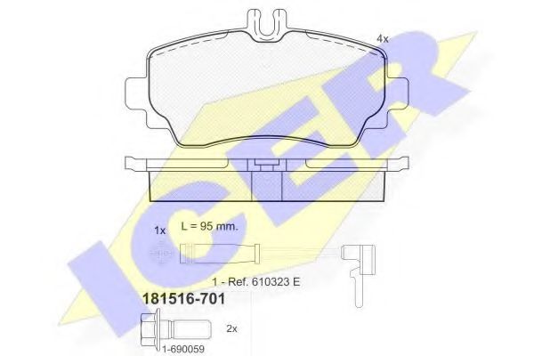 Комплект гальмівних колодок (дискових) BREMBO арт. 181516701