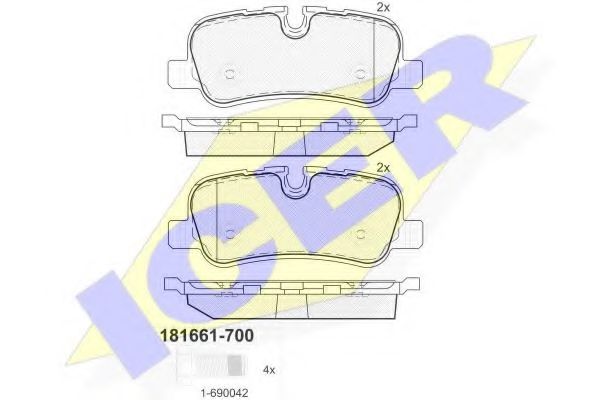 Комплект гальмівних колодок (дискових) BREMBO арт. 181661700