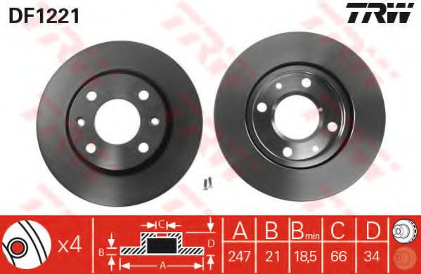 Гальмівний диск BREMBO арт. DF1221