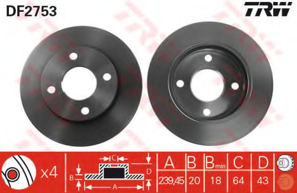 Гальмівний диск BOSCH арт. DF2753