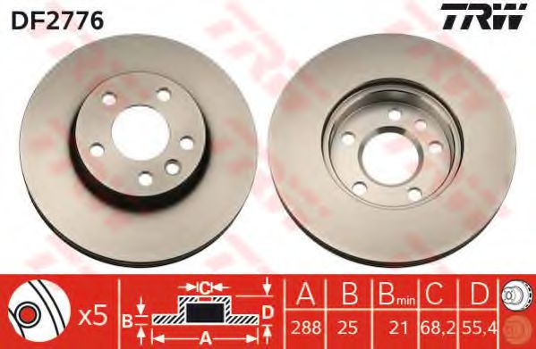 Диск гальмівний (1 шт.) FORD (Europe) - SEAT - VOLKSWAGEN Galaxy/Galaxy Van/Alhambra/A COMLINE арт. DF2776