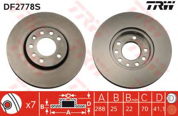 Диск гальмівний LOTUS - OPEL - SAAB - VAUXHALL Elise/Calibra/Speedster/Vectra/9-3/9-5/900/Speedster FEBIBILSTEIN арт. DF2778S