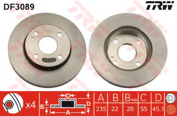 DF3089  TRW - Гальмівний диск TOKO CARS арт. DF3089