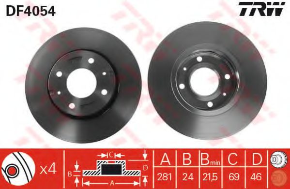 DF4054  TRW - Гальмівний диск BLUEPRINT арт. DF4054