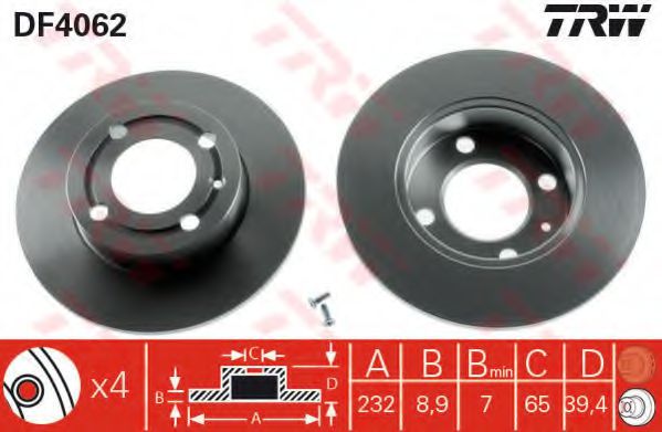 Гальмівний диск BOSCH арт. DF4062