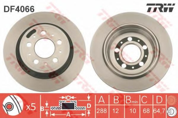 a_Диск гальмівний (1 шт.) VOLVO S60/S80/V70/V70 Cross Country/V70 XC/XC70 ROADHOUSE арт. DF4066