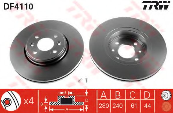 DF4110  TRW - Гальмівний диск BREMBO арт. DF4110