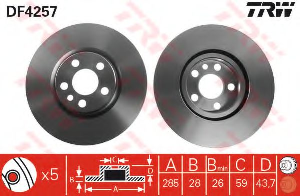 Диск гальмівний (1 шт.) CITROEN/FIAT/LANCIA/PEUGEOT C8/Jumpy/Scudo/807/Expert F 