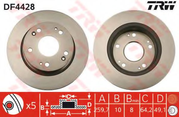 DF4428  TRW - Гальмівний диск BOSCH арт. DF4428