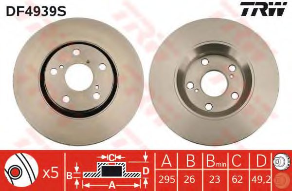 Гальмівний диск перед. Auris/Avensis/Corolla/Verso (06-18) BREMBO арт. DF4939S