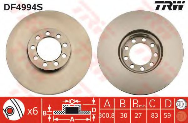 DF4994S  TRW - Гальмівний диск BOSCH арт. DF4994S