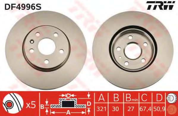 Гальмівний диск перед. Equinox/Malibu/Camaro/LaCrosse/GL8/950/Insignia 08- BREMBO арт. DF4996S