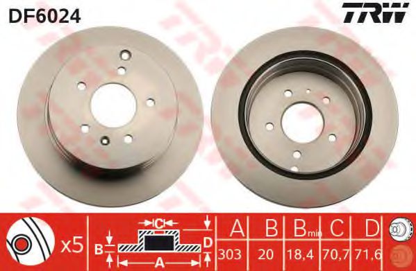 DF6024  TRW - Гальмівний диск BREMBO арт. DF6024