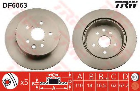 DF6063  TRW - Гальмівний диск TOYOTA арт. DF6063