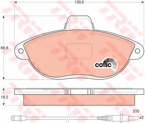 Гальмівні колодки дискові CITROEN - FIAT - PEUGEOT Dispatch/Evasion/Jumpy/Scudo/Ulysse/806/Expert ABE арт. GDB1216